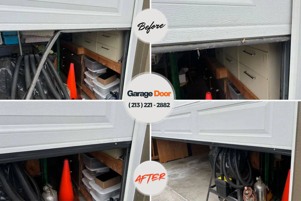 Before and after: garage door repair Big Bear Lake, CA